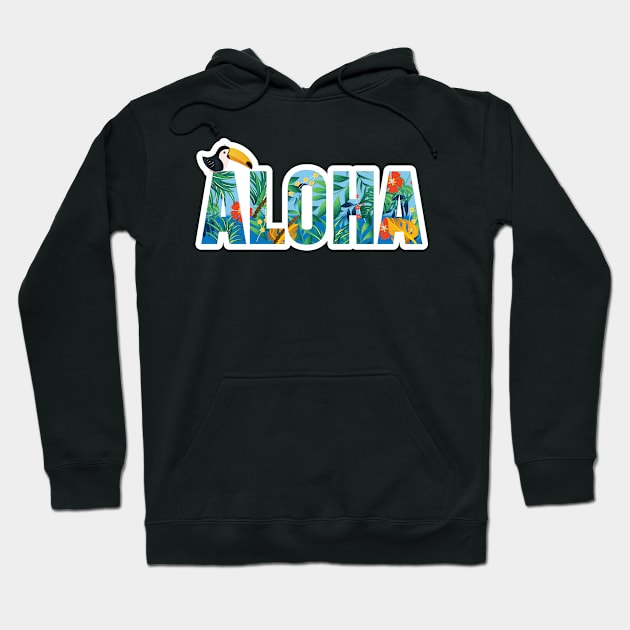 Aloha Hawaii Flower Spirit Bright Colorful Toucan Gift Hoodie by markz66